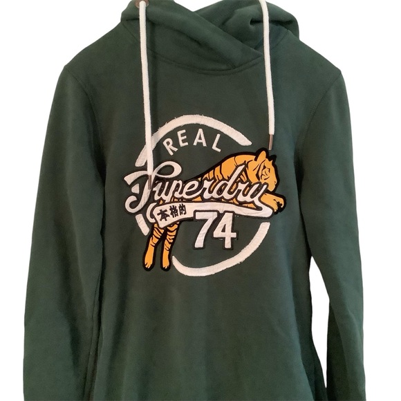 SUPERDRY Harper Hooded Sweat Dress Applique Logo Street Wear - Picture 2 of 6